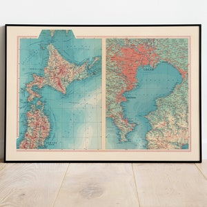 Geographische Karte von Japan Nord und Tokyo Bay | Karte Wanddeko | Karte Wandkunst| Posterdruck | Karte Wandbild | Gerahmter Druck| Leinwanddruck Karte