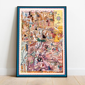 Map of State of Colorado and Wyoming| Decorative Wall Art| Prints on Canvas| Home Wall Print| Vintage Map Print| Poster Art