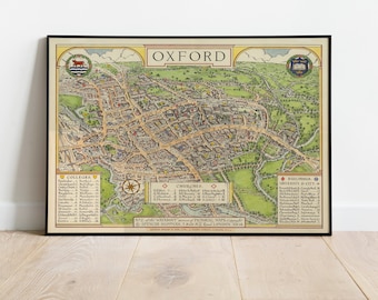 Oxford City Map Wall Print| Framed Map Wall Decor| 1936 Oxford Map Art Print| Poster Print| Canvas Print Wall Art| Map Wall Art Poster