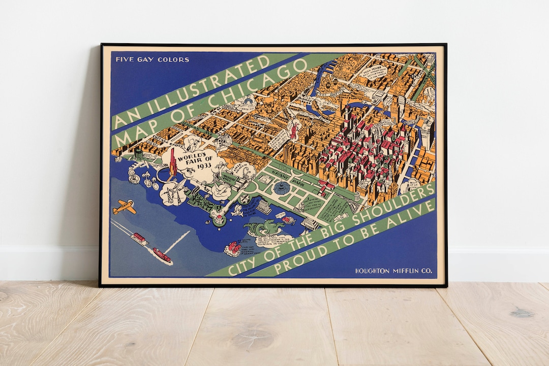 Illustrated Map of Chicago Chicago Wall Art Wall Art Print - Etsy
