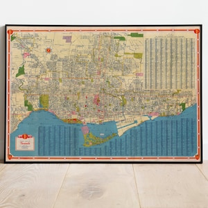 Impresión de pared con mapa de la ciudad de Toronto/Decoración de pared con mapa enmarcado/Impresión artística con mapa de Toronto/Impresión en póster/Impresión en lienzo para pared/Póster con arte de pared con mapa