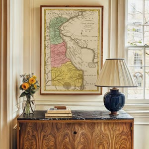 Mapa antiguo de Delaware 1815, póster enmarcado, impresión, arte de pared, lienzo, decoración de pared