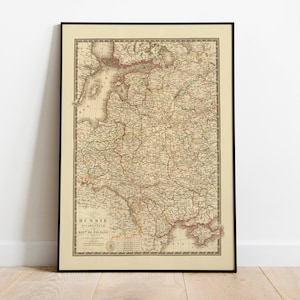 Historische Karte von Polen und Russland 1827| Alte Karte Wanddeko | Vintage Karte Wandkunst| Posterdruck | Gerahmter Kunstdruck| Leinwanddruck Karte