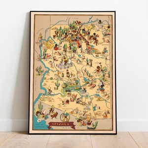 Arizona Karte Druck | Kunstgeschichte| 1935 Arizona Karte Wand Kunst| Gerahmte Wandkunst| Leinwandbild | Poster Kunst| Drucke Wandkunst| Landkarte Wandbilder