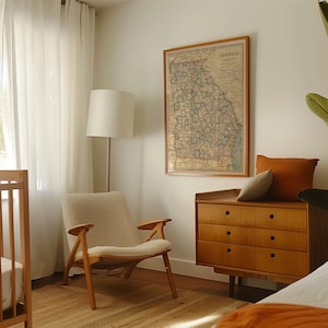 Mapa antiguo de Georgia de 1920, póster enmarcado, impresión artística en lienzo, decoración de pared