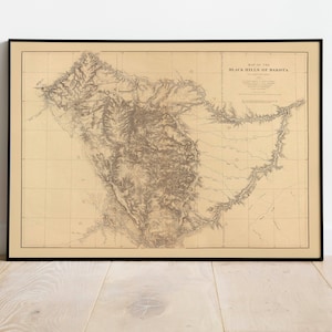 Landkarte der Black Hills von Dakota 1879| Karte Wand Dekor | Vintage Karte Wandkunst | Posterdruck | Gerahmter Kunstdruck | Wandbild Map