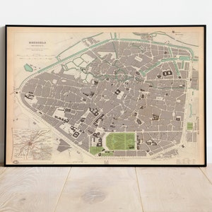 Brüssel City Map Wandbild | Gerahmte Karte Wanddeko | 1837 Brüssel Karte Kunstdruck | Posterdruck | Kunstdruck auf Leinwand | Karte Wandkunst Poster