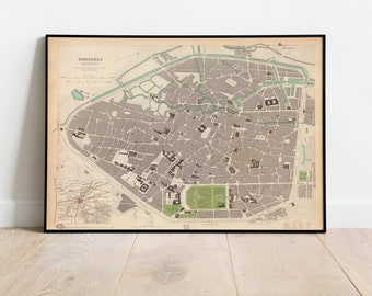 Kaart van de stad Brussel muurprint| Ingelijste kaart wanddecoratie| 1837 Brussel kaart Art Print| Posterafdruk| Canvas kunst aan de muur| Kaart muur kunst poster