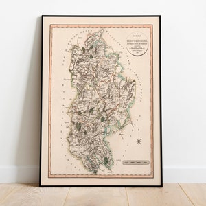 Historische Karte von Bedfordshire 1801| Alte Karte Wanddeko | Vintage Karte Wandkunst| Posterdruck | Gerahmter Kunstdruck| Leinwanddruck Karte