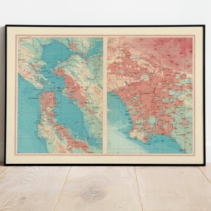 Geographische Karte von San Francisco Bay| Karte Wanddeko | Vintage Karte Wandkunst| Posterdruck | Karte Wandbild | Gerahmter Druck| Leinwanddruck Karte