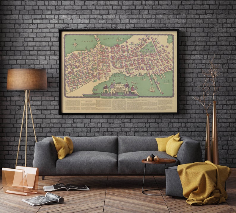 Map of the Port of Salem Massachusetts 1930 Old Map Wall Etsy