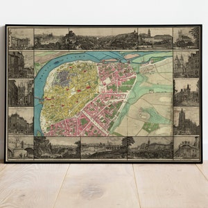 Impressão de parede do mapa da cidade de Praga | Decoração de parede com mapa emoldurado | Impressão artística do mapa de Praga| Impressão de pôster | Arte de parede com impressão em tela | Pôster de arte de parede de mapa
