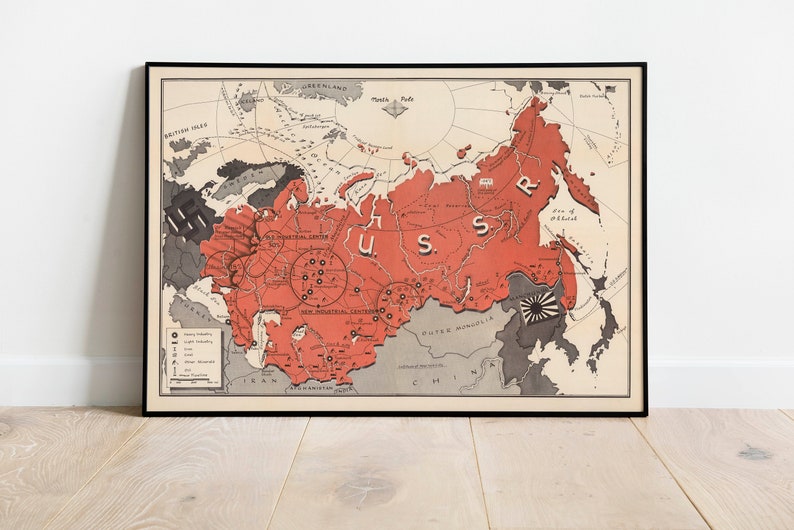 1941 Soviet Union Map Art Print | Vintage Russia Wall Decor - Etsy