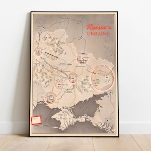 Landkarte der Ukraine 1943| Posterdruck | Leinwand Kunst Wand-Dekor | Gerahmter Kunstdruck| Ukraine Karten Wandbild| Vintage Karten Wandkunst