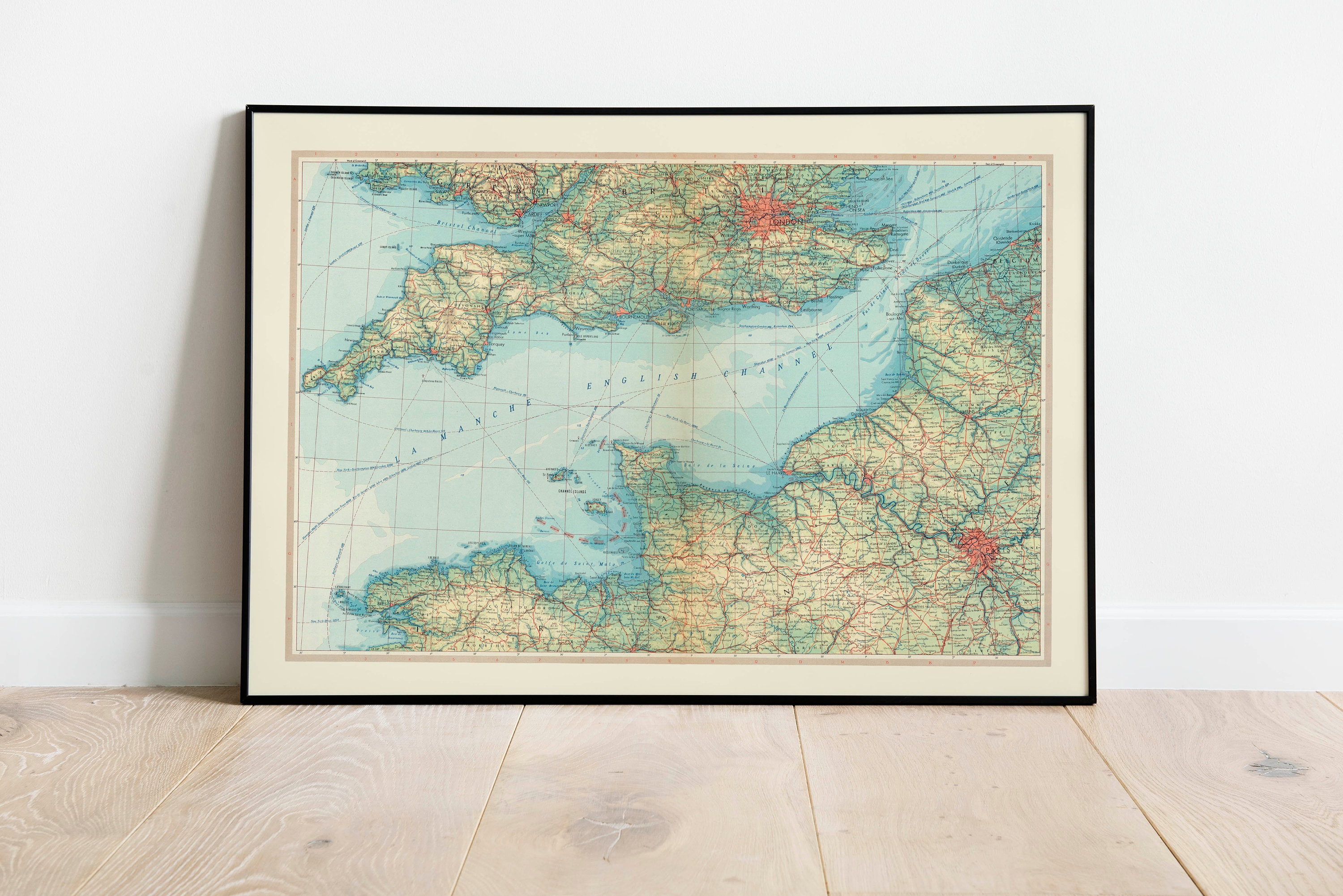 Map of English Channel Old Map Wall Decor Vintage Map Wall | Etsy