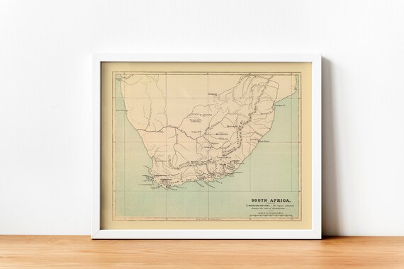 South Africa Map Print Wall Decor South Africa Wall Art Etsy