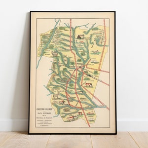 Mapa pictórico de Tucumán, Argentina/ Impresión de arte mural de mapa antiguo/ Impresión de arte enmarcada/ Lienzo de pared de mapa vintage/ Impresión de pared/ Impresión de póster