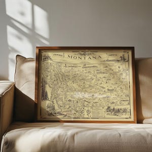 Alte Karte von Montana Poster Druck Wand Kunst Leinwand Kunstdruck Wand Dekor