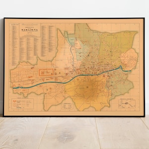 Stadtplan von Sarajevo 1932| Alte Karte Wanddeko | Vintage Karte Wandkunst| Posterdruck | Gerahmter Kunstdruck| Leinwanddruck Karte