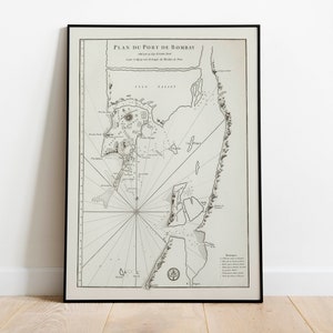 1810 年のムンバイの海図 | インドの地図 | 古い地図の壁飾り | ビンテージ地図の壁アート | ポスター プリント | 額入りアート プリント | キャンバス プリント マップ