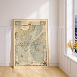 Columbia River Karte Drucken | Kunstgeschichte| 1936 columbianische Flusskarte Wandkunst| Gerahmte Kunst | Leinwand Kunst| Plakatkunst| Druck Wand Kunst | Karte Wandbilder