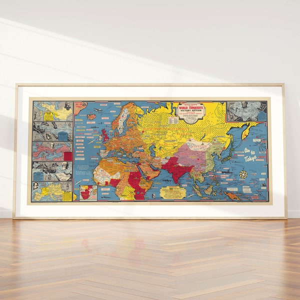 Dated events Map of World Conquests| World History Chart| Canvas Print| Home Decor| Wall Art Print| Livingroom Decor| History Chart