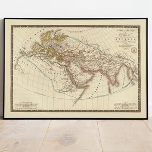 Mapa histórico del mundo antiguo/ Decoración de pared de mapa antiguo/ Arte de pared de mapa vintage / Impresión de póster / Impresión de arte enmarcado / Mapa de impresión de lienzo
