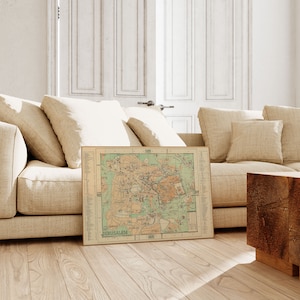 Jerusalem City Map Wandbild | Gerahmte Karte Wanddeko | 1942 Jerusalem Karte Kunstdruck | Posterdruck | Kunstdruck auf Leinwand | Karte Wandkunst Poster