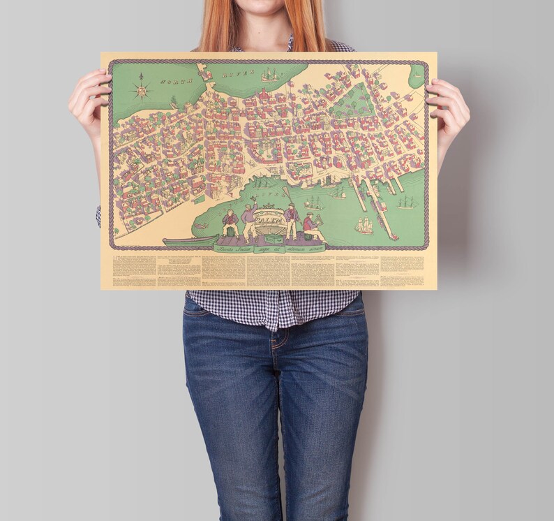 Map of The Port of Salem Massachusetts 1930 Old Map Wall Etsy