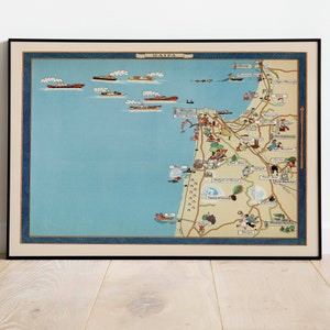 Haifa Map Print| Israel Map Posters| Canvas Print Wall Art| Pull Down Map| Israel Maps Wall Print| Middle East Maps Wall Art