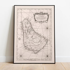 Carta nautica delle Barbados 1758/ Stampa artistica da parete vecchia mappa/Stampa artistica incorniciata/Tela da parete mappa vintage/Stampa da parete/Stampa poster