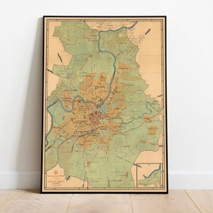 Vilnius Stadt Karte Druck| Litauen Karte Poster | Alte Karte von Vilnius | Vilnius Vintage Karte Wanddeko| Vilnius Leinwand Wandkunst