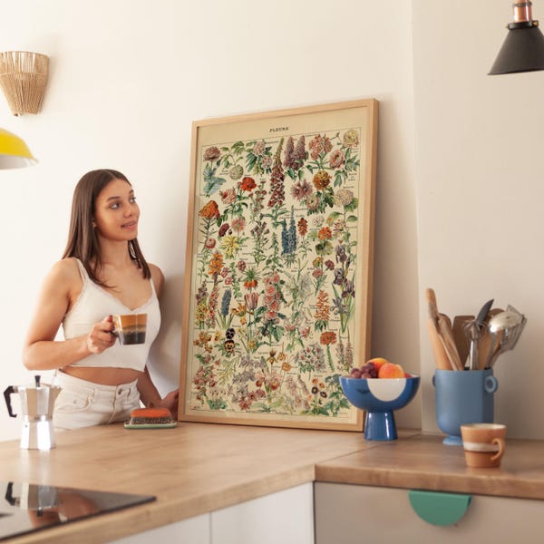 Póster de flores vintage: arte mural botánico