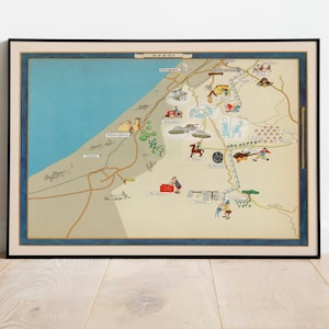 Beeri Map Print | Israel Landkarte Poster| Kunstdruck auf Leinwand | Pull Down Karte| Israel Karten Wandbild | Naher Osten Karten Wandkunst