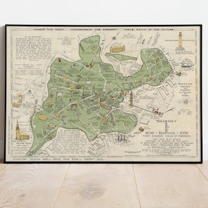 Boston City Map Wall Print| Framed Map Wall Decor| 1928 Boston Map Art Print| Poster Print| Canvas Print Wall Art| Map Wall Art Poster