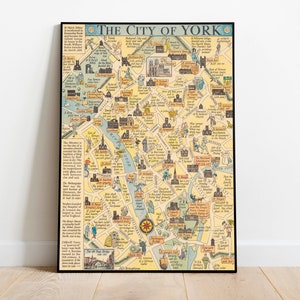 York Map Print| Fine Art Prints| 1948 York Map Wall Art| Framed Wall Art| Canvas Art| Poster Art| Prints Wall Art| City Map Wall Prints