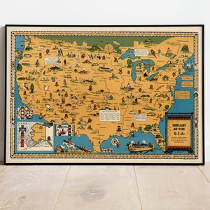 Karte der Indianer der Vereinigten Staaten | USA Indianer Wand Kunst Poster| Poster Vintage| Leinwand Wandkarte Druck | Wanddeko für Zuhause