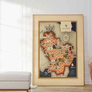 Lucania Karte Print| Kunstgeschichte| 1939 Lucania Karte Wand Kunst| Gerahmte Wandkunst| Leinwandbild | Poster Kunst| Drucke Wandkunst| Landkarte Wandbilder