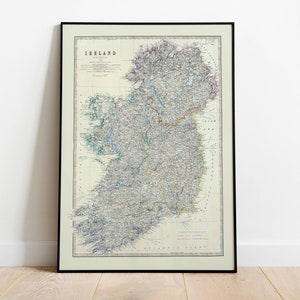 Zusammengesetzte Landkarte von Irland 1861| Alte Karte Wanddeko | Vintage Karte Wandkunst| Posterdruck | Gerahmter Kunstdruck| Leinwanddruck Karte