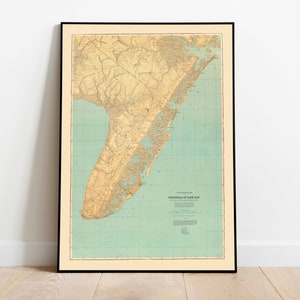 Topografische kaart van het schiereiland Cape May| Posterafdruk| Thuis kunst aan de muur print| Vintage kaart afdrukken| Muurkunst ingelijst| New Jersey kunst aan de muur