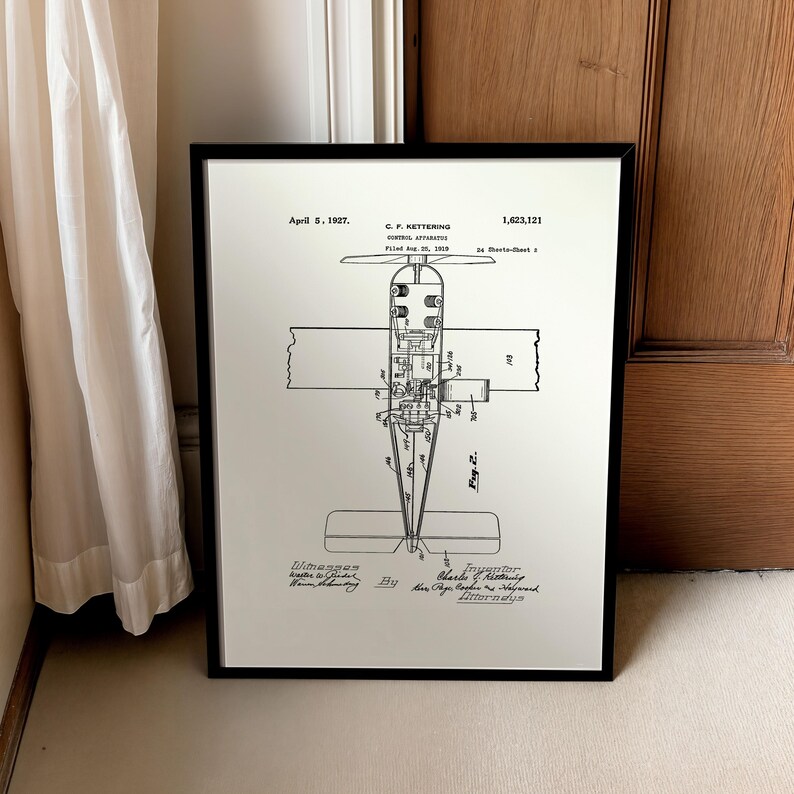 Vintage Airplane Patent Art Print: Aviation Wall Decor - Etsy