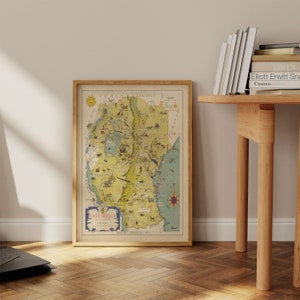 Mapa de África Oriental 1940/ Impresión de póster/ Decoración de pared de lienzo/ Póster de pared de mapa/ Impresión de arte enmarcada/ Impresión de pared de mapa vintage