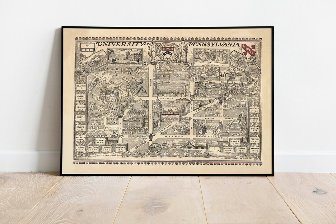 Pennsylvania University Map Print Art History Pennsylvania University ...