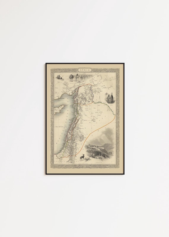 Vintage Syria Map Print: 1851 Old Map Poster Wall Art
