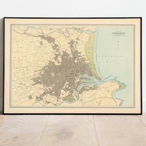 Mapa de la ciudad de Aberdeen de 1912/ Impresión de arte de pared de mapa antiguo/ Impresión de arte enmarcada/ Lienzo de pared de mapa vintage/ Impresión de pared/ Impresión de póster
