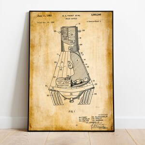 Space Capsule Patent Print| Framed Art Print| Vintage Poster Wall Decor| Art Canvas| Wall Poster| Wall Art Prints| Wall Prints
