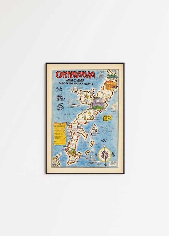 Okinawa Map Print: Vintage Ryukyu Islands Wall Art - Etsy