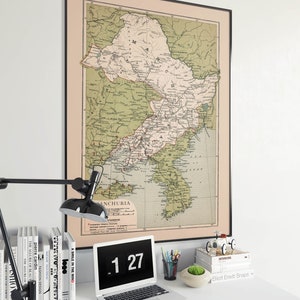 Map of Manchuria Print| Vintage Manchuria Map Print| Canvas Wall Art| Manchuria Wall Art Print ...