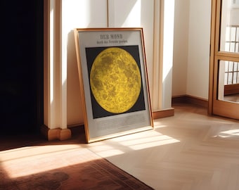 Moon Wall Poster| Vintage Decor| Celestial Decor| Space Art| Canvas Wall Art| Astronomy Art Prints| Wall Art Prints