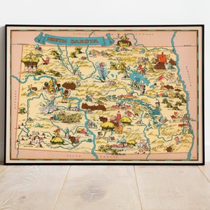 North Dakota Karte Print| Kunstgeschichte| 1935 North Dakota Karte Wandkunst| Gerahmte Kunst| Leinwandbild | Poster Kunst| Drucke Wandkunst| Landkarte Wandbilder